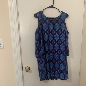 Blue lily rose off the shoulder dress, size large